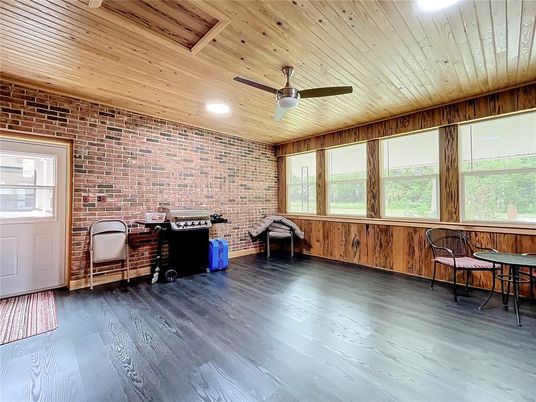 Interior, Recessed Lighting, Stone Walls, Wooden Ceilings, Wood Texture Flooring