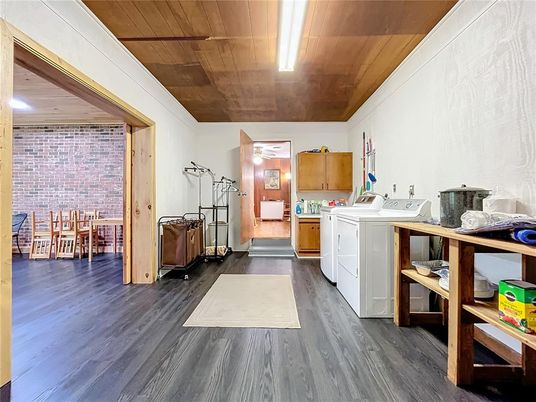 Interior, Stone Walls, Washer, Wooden Ceilings, Wood Texture Flooring