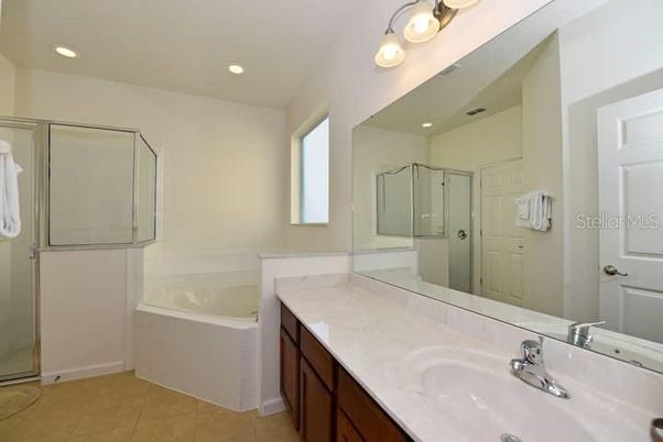 Bathroom, Dual Sink Vanities, Glass Shower, Interior, Recessed Lighting
