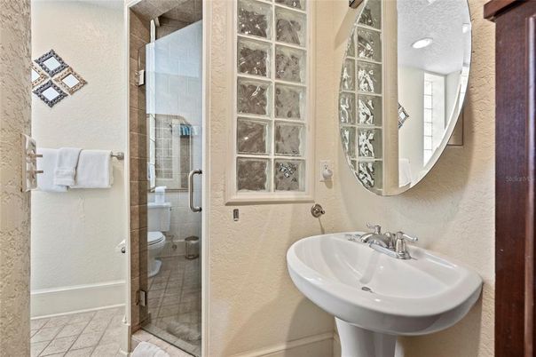 Bathroom, Glass Shower, Interior, Recessed Lighting