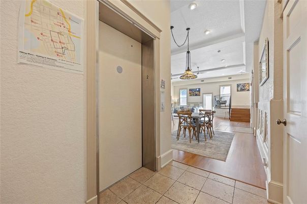 Dining room, Interior, Pendant Lights, Recessed Lighting, Wood Texture Flooring