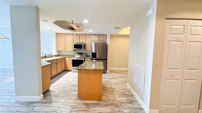 Interior, Kitchen, Marble, Recessed Lighting, Stainless Steel Appliances