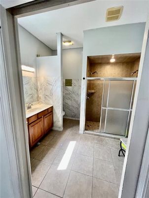 Bathroom, Glass Shower, Interior, Marble Walls