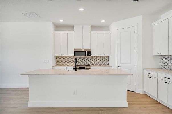 Interior, Kitchen, Recessed Lighting, Wood Texture Flooring