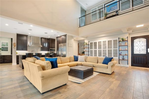 Interior, Kitchen, Living room, Recessed Lighting, Wood Texture Flooring