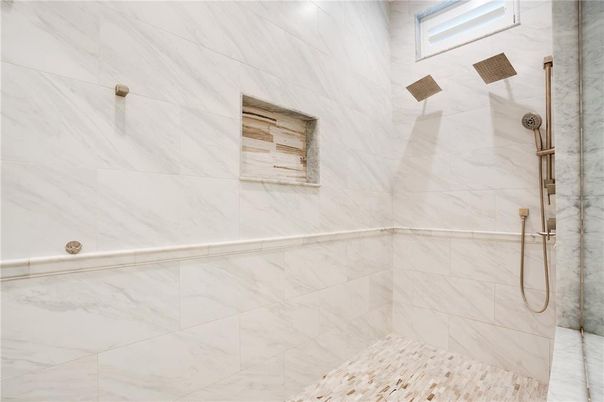 Bathroom, Glass Shower, Interior, Marble Walls