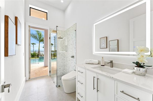 Bathroom, Glass Shower, Interior, Recessed Lighting