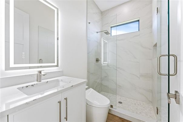 Bathroom, Glass Shower, Interior, Marble Walls