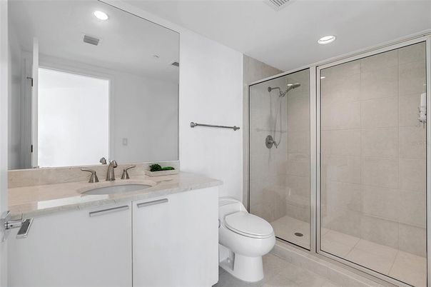 Bathroom, Glass Shower, Interior, Recessed Lighting