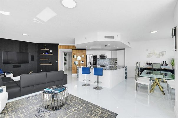 Dining room, Interior, Kitchen, Living room, Recessed Lighting, Stainless Steel Appliances