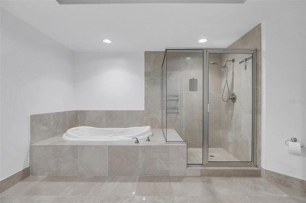 Bathroom, Glass Shower, Interior, Recessed Lighting