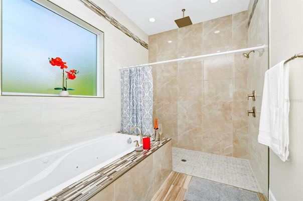 Bathroom, Glass Shower, Interior, Recessed Lighting
