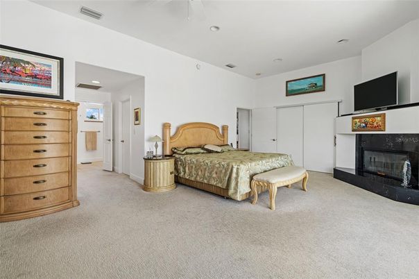 Bedroom, Fireplace, Interior, Recessed Lighting