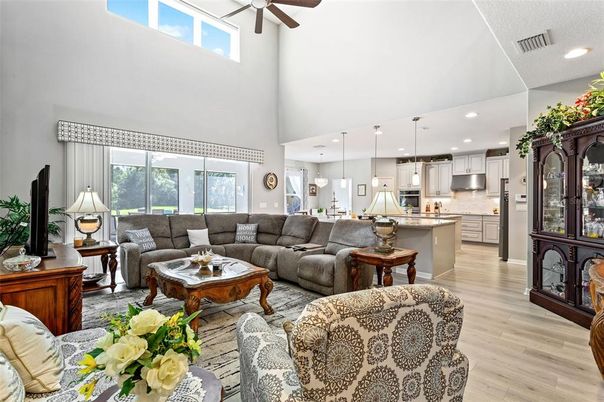 Interior, Kitchen, Living room, Pendant Lights, Recessed Lighting, Stainless Steel Appliances, Wood Texture Flooring