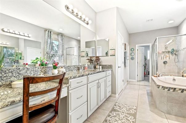 Bathroom, Dual Sink Vanities, Glass Shower, Interior, Recessed Lighting
