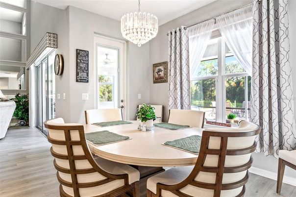 Chandelier, Dining room, Interior, Wood Texture Flooring