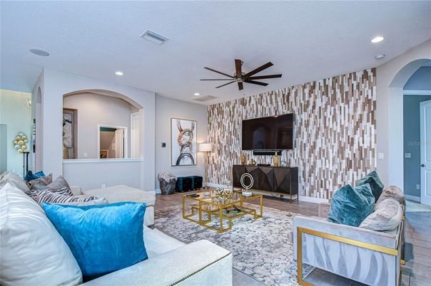 Fireplace, Interior, Living room, Recessed Lighting