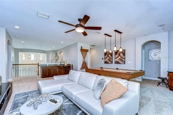 Billiard Table, Game Room, Interior, Living room, Pendant Lights, Recessed Lighting