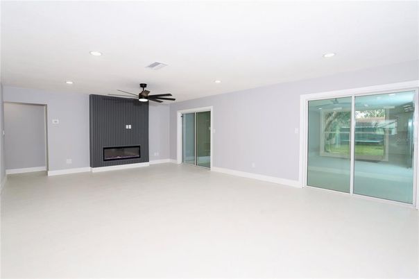 Empty room, Fireplace, Interior, Recessed Lighting
