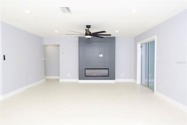 Empty room, Fireplace, Interior, Recessed Lighting