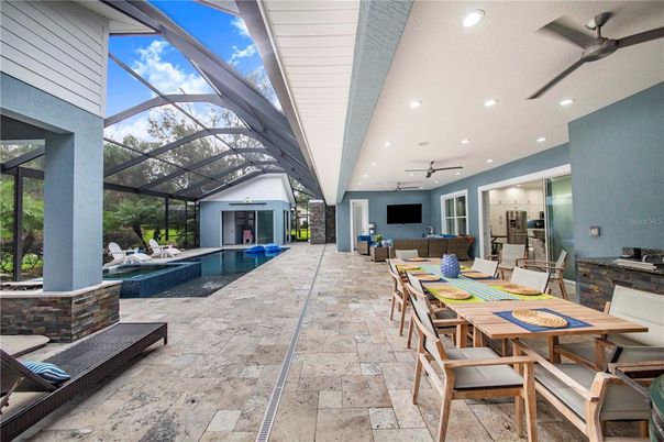Dining room, Glass Ceilings, Interior, Pool, Recessed Lighting, Sun Room