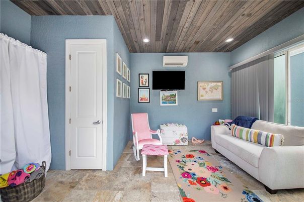 Interior, Living room, Recessed Lighting, Wooden Ceilings