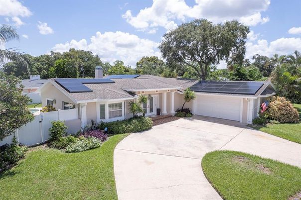 Attached, Exterior, Facade, Solar Panels, Ranch