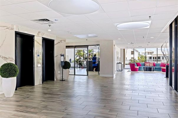 Elevator, Interior, Recessed Lighting, Wood Texture Flooring