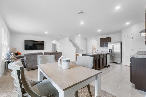 Dining room, Interior, Kitchen, Living room, Recessed Lighting, Stainless Steel Appliances
