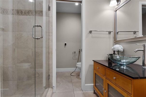 Bathroom, Glass Shower, Interior, Recessed Lighting