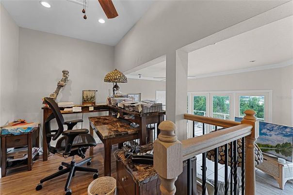 Home Office, Interior, Recessed Lighting, Wood Texture Flooring