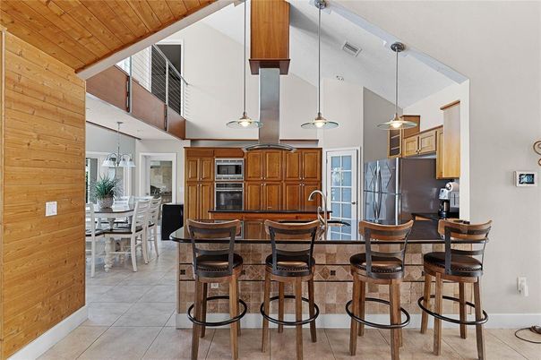 Dining room, Interior, Kitchen, Pendant Lights, Wooden Ceilings, Wooden Walls