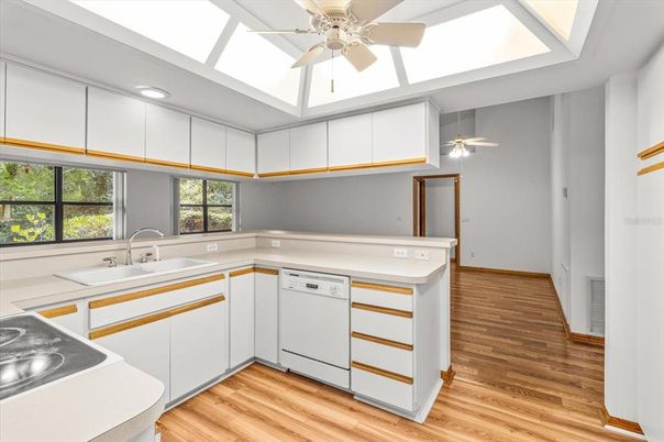 Interior, Kitchen, Recessed Lighting, Wood Texture Flooring