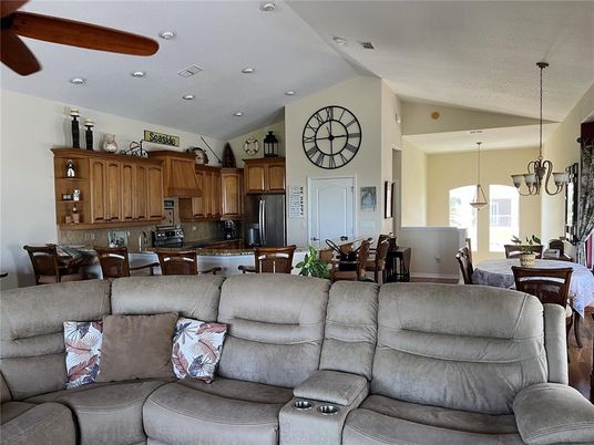 Dining room, Interior, Kitchen, Living room, Pendant Lights, Recessed Lighting