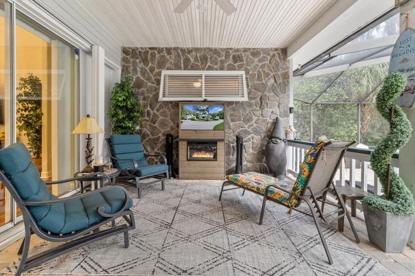 Fireplace, Interior, Stone Walls, Sun Room