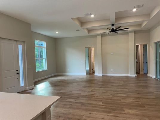 Empty room, Interior, Recessed Lighting, Wood Texture Flooring