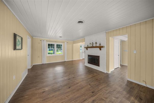 Empty room, Fireplace, Interior, Wood Texture Flooring