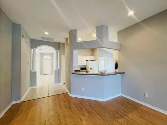 Interior, Kitchen, Recessed Lighting, Wood Texture Flooring