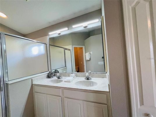 Bathroom, Dual Sink Vanities, Glass Shower, Interior, Recessed Lighting