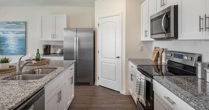 Interior, Kitchen, Stainless Steel Appliances, Wood Texture Flooring