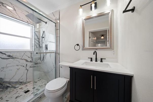 Bathroom, Glass Shower, Interior, Marble Walls