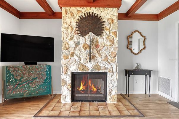 Fireplace, Interior, Wooden Beams, Wood Texture Flooring