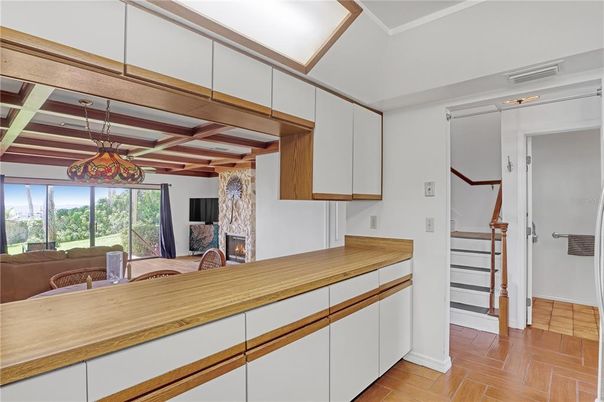 Fireplace, Interior, Kitchen, Living room, Wood Texture Flooring