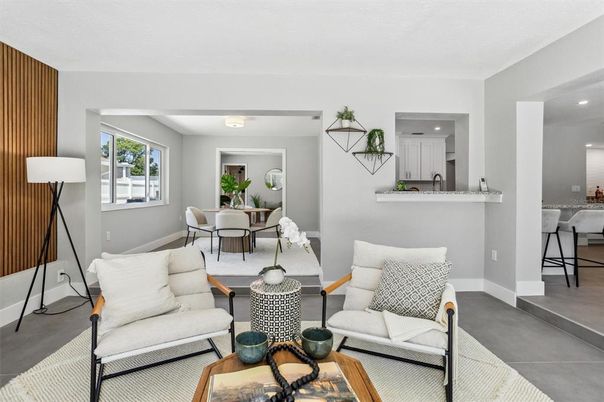 Dining room, Interior, Kitchen, Living room, Recessed Lighting