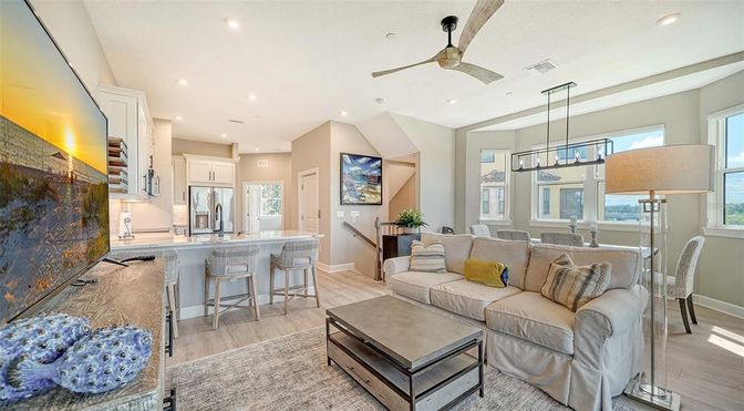 Dining room, Interior, Kitchen, Living room, Pendant Lights, Recessed Lighting, Wood Texture Flooring