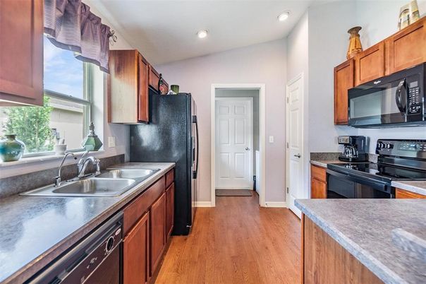 Interior, Kitchen, Recessed Lighting, Wood Texture Flooring