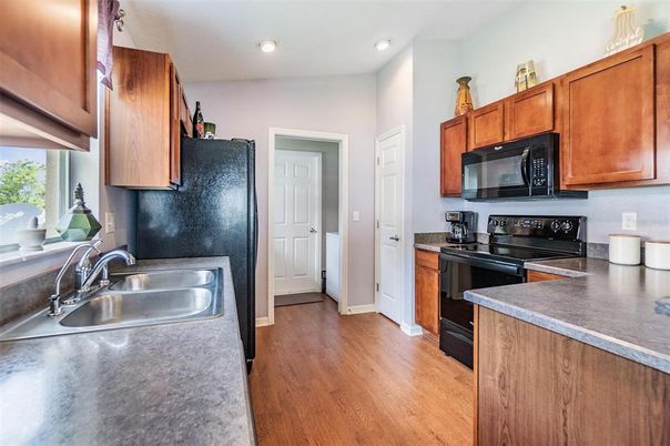 Interior, Kitchen, Recessed Lighting, Wood Texture Flooring