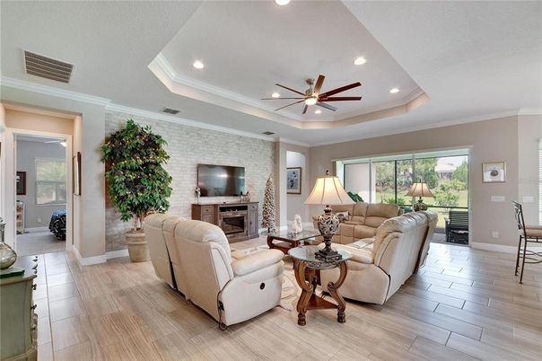 Interior, Living room, Recessed Lighting, Wood Texture Flooring