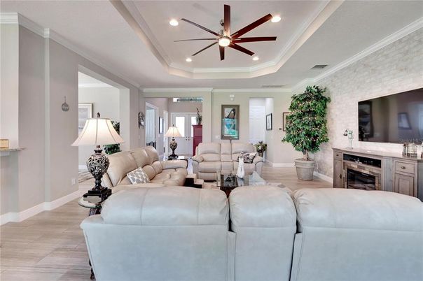 Fireplace, Interior, Living room, Recessed Lighting, Stone Walls
