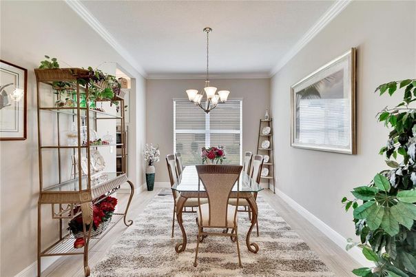 Chandelier, Dining room, Interior, Wood Texture Flooring